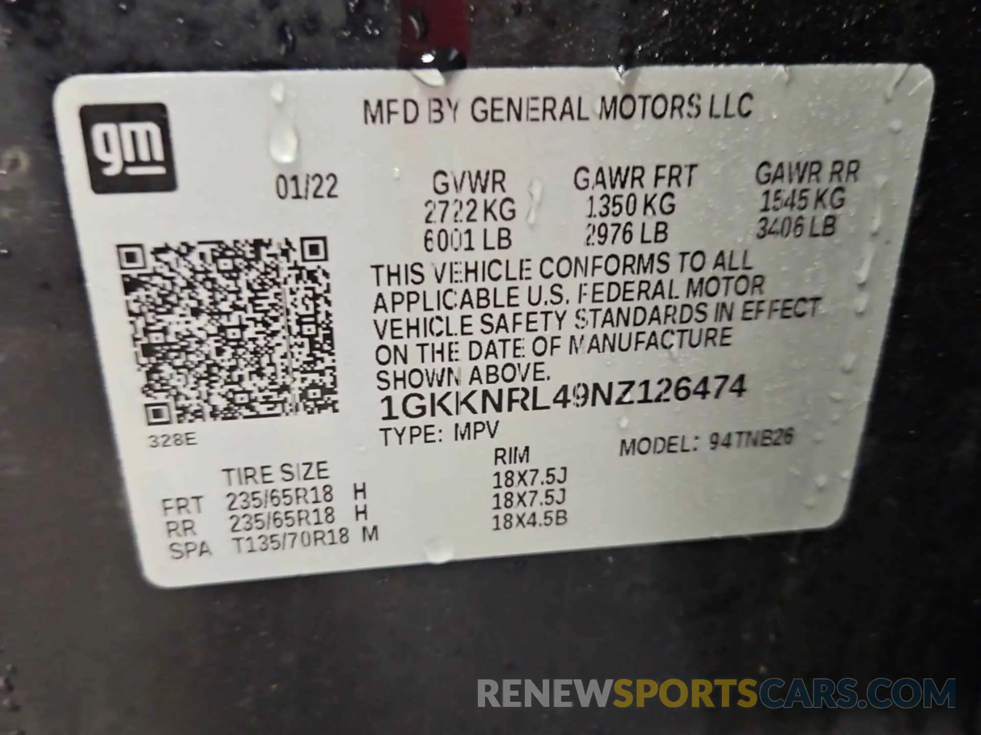 17 Photograph of a damaged car 1GKKNRL49NZ126474 GMC ACADIA 2022