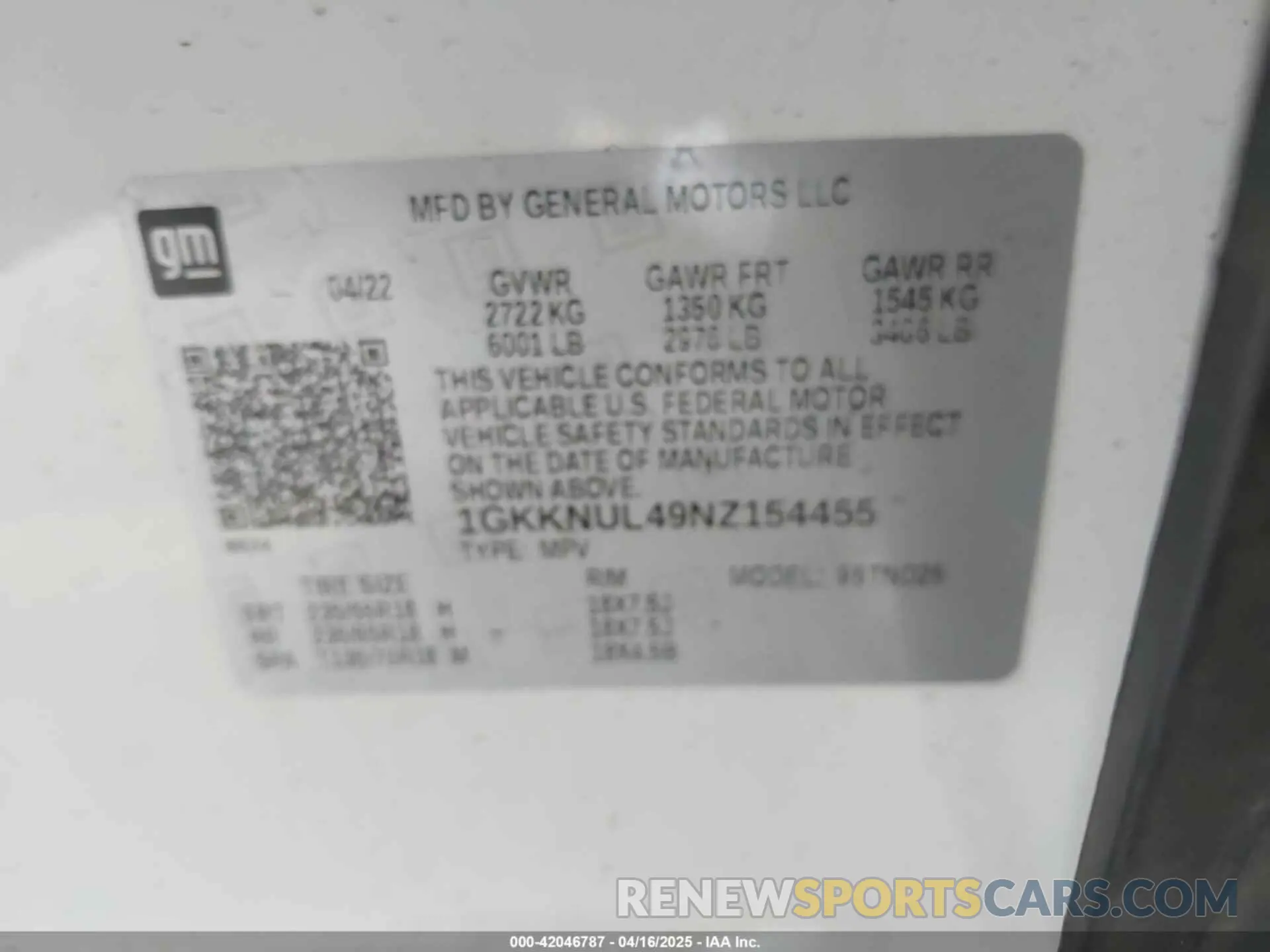 9 Photograph of a damaged car 1GKKNUL49NZ154455 GMC ACADIA 2022