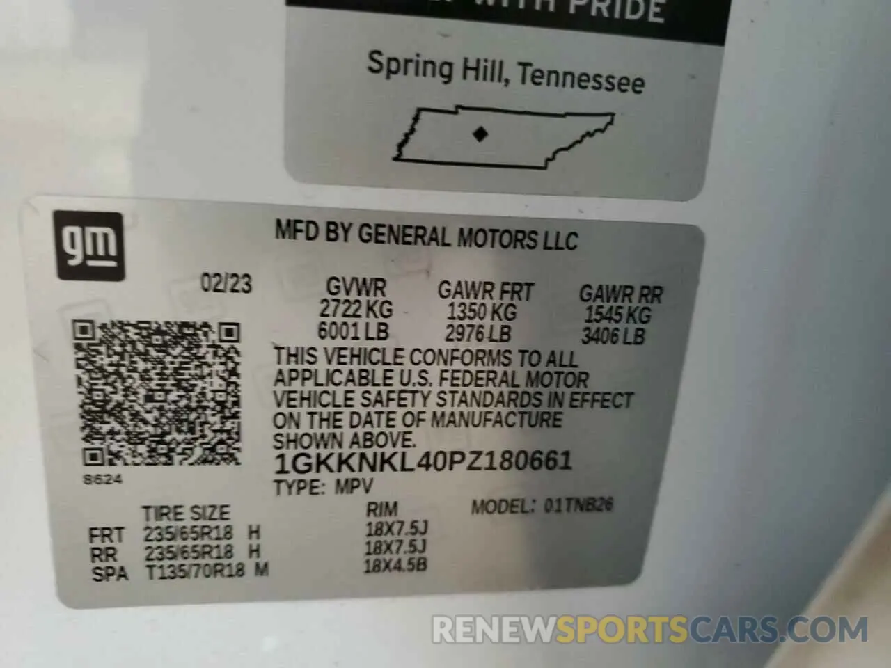 13 Photograph of a damaged car 1GKKNKL40PZ180661 GMC ACADIA 2023