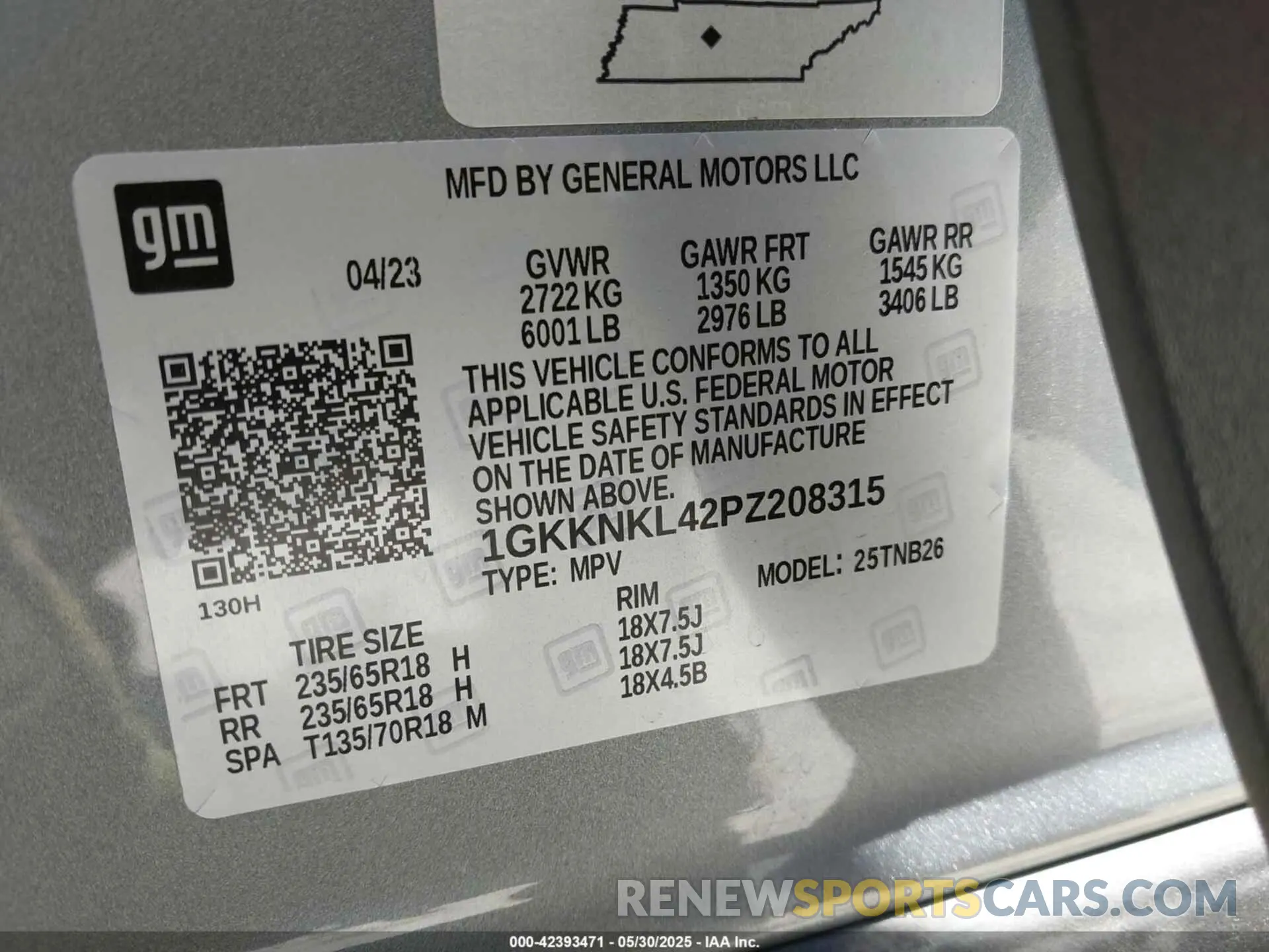 9 Photograph of a damaged car 1GKKNKL42PZ208315 GMC ACADIA 2023
