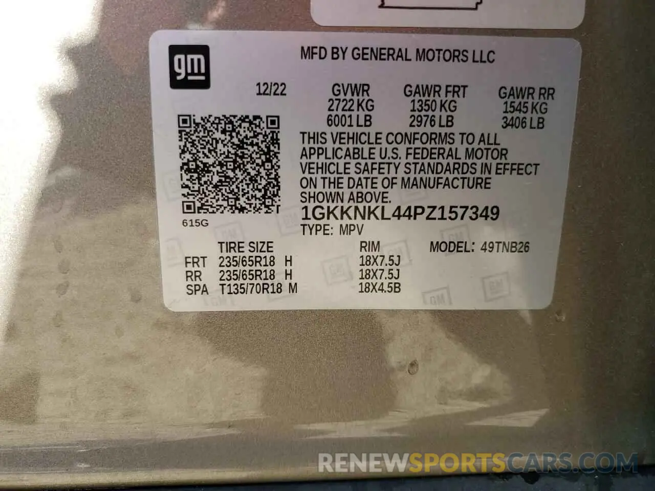 13 Photograph of a damaged car 1GKKNKL44PZ157349 GMC ACADIA 2023