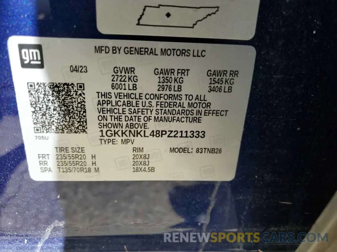 13 Photograph of a damaged car 1GKKNKL48PZ211333 GMC ACADIA 2023