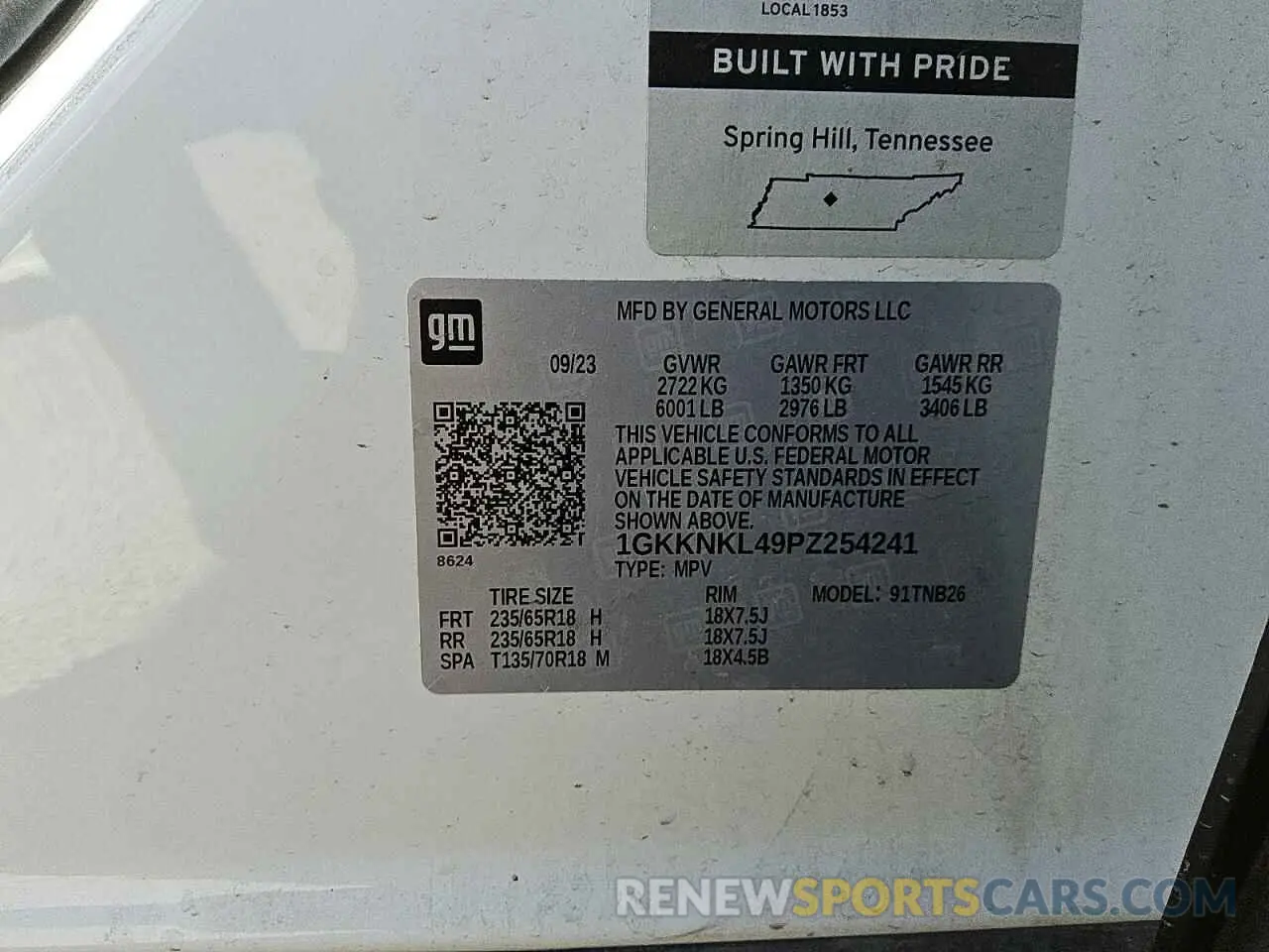 13 Photograph of a damaged car 1GKKNKL49PZ254241 GMC ACADIA 2023