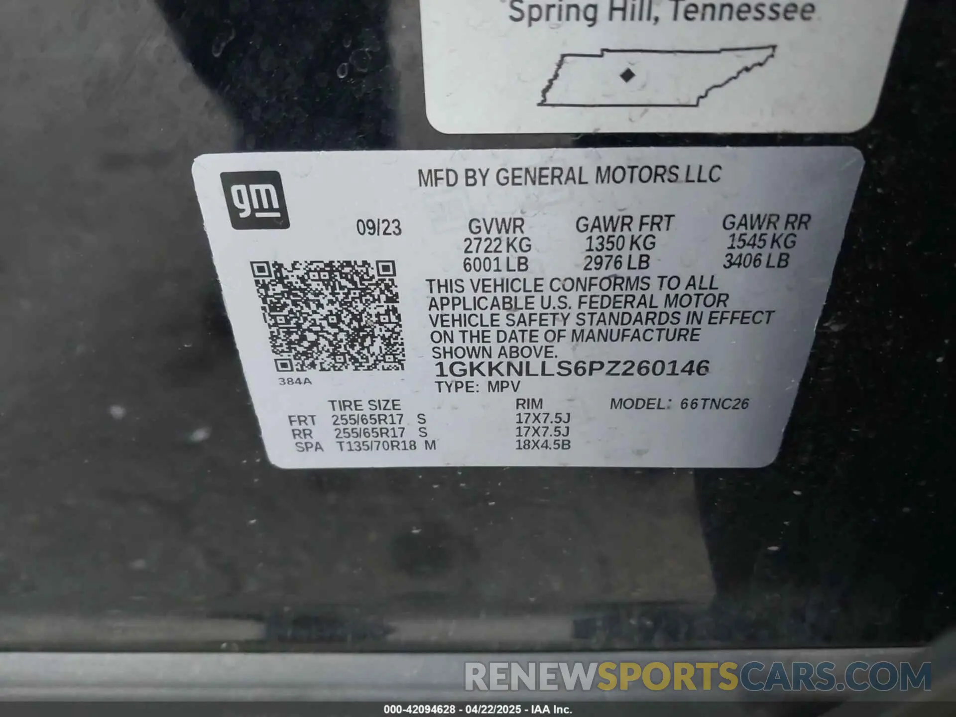 9 Photograph of a damaged car 1GKKNLLS6PZ260146 GMC ACADIA 2023