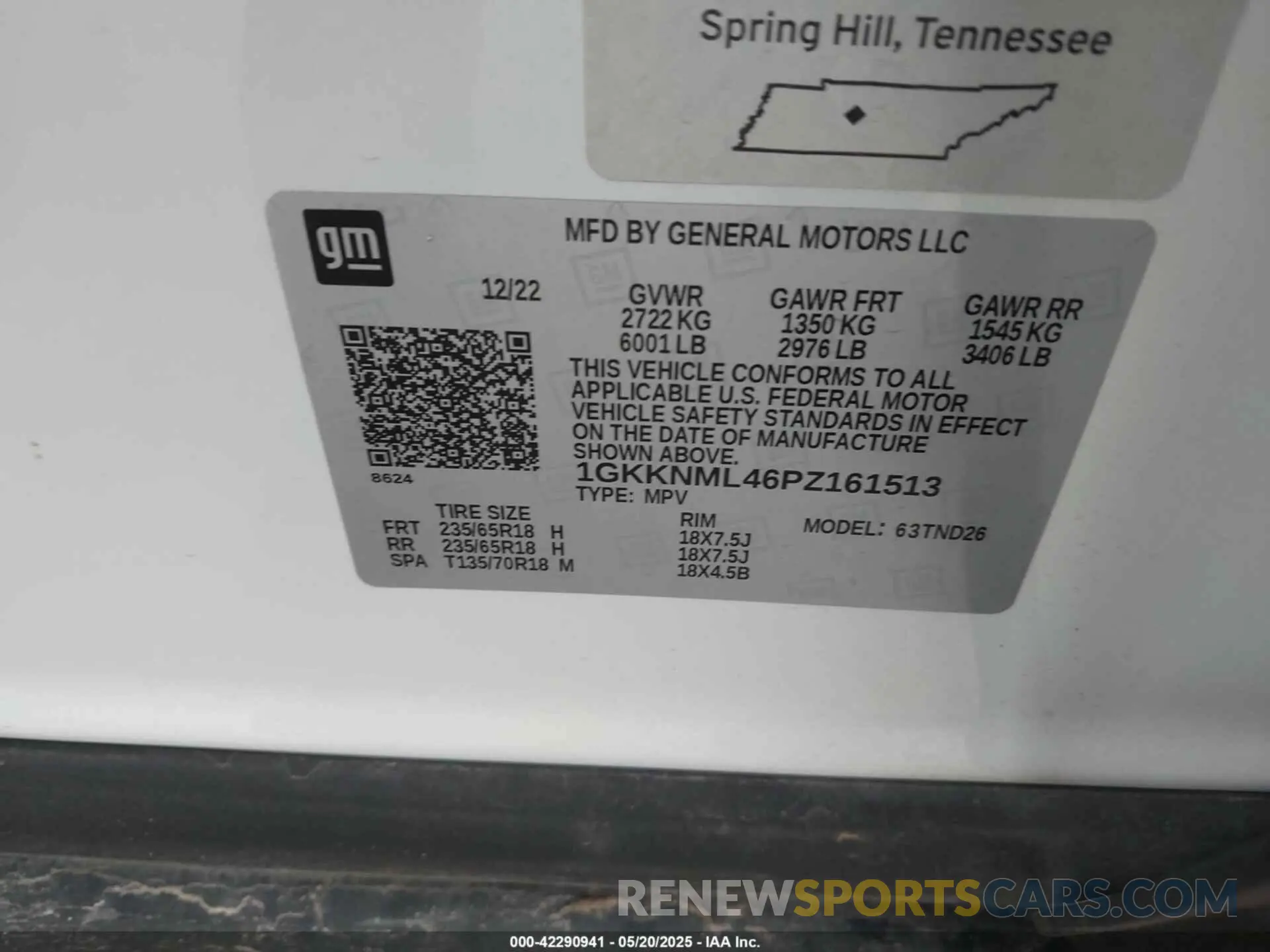 9 Photograph of a damaged car 1GKKNML46PZ161513 GMC ACADIA 2023