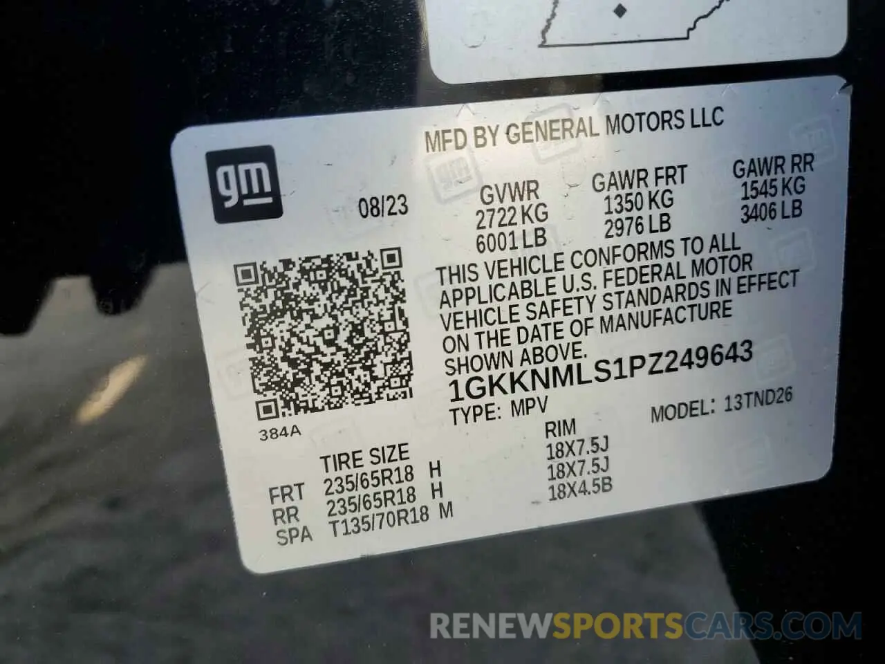 13 Photograph of a damaged car 1GKKNMLS1PZ249643 GMC ACADIA 2023