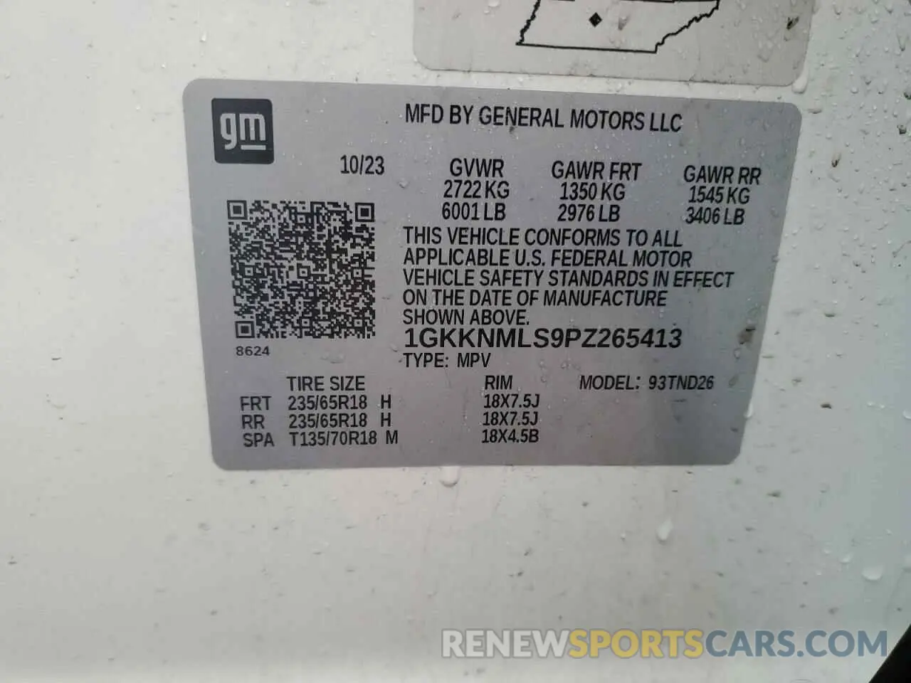 15 Photograph of a damaged car 1GKKNMLS9PZ265413 GMC ACADIA 2023