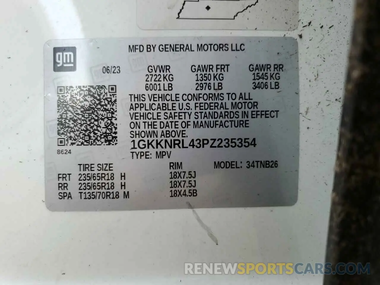 15 Photograph of a damaged car 1GKKNRL43PZ235354 GMC ACADIA 2023