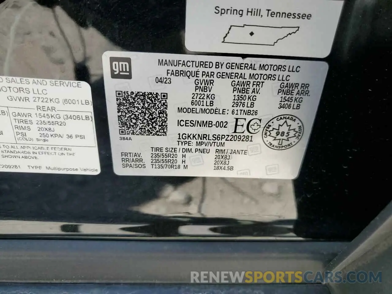 12 Photograph of a damaged car 1GKKNRLS6PZ209281 GMC ACADIA 2023
