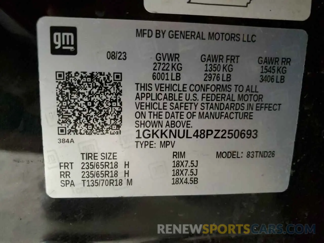 13 Photograph of a damaged car 1GKKNUL48PZ250693 GMC ACADIA 2023