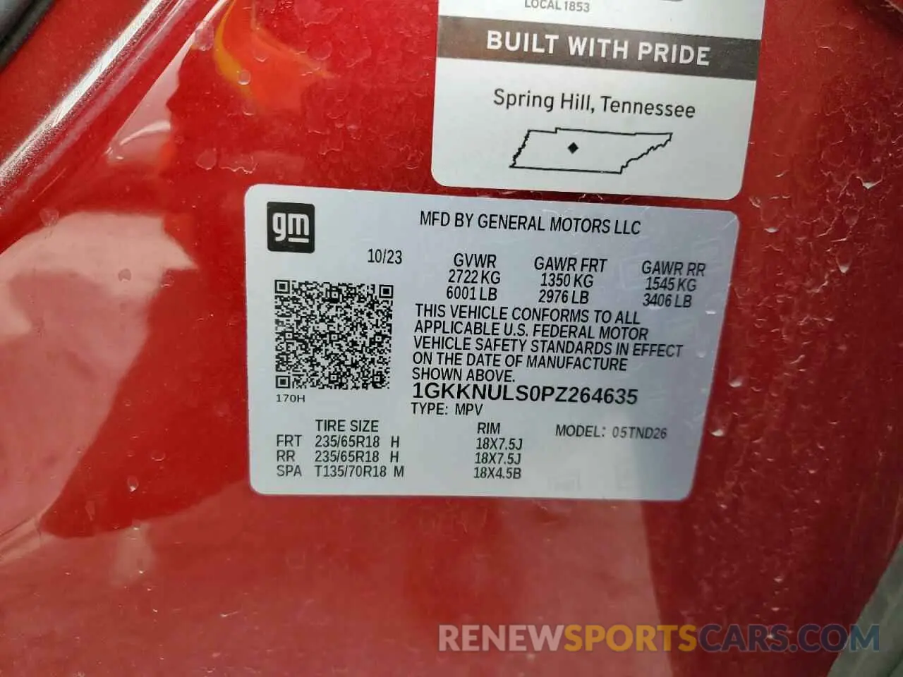 13 Photograph of a damaged car 1GKKNULS0PZ264635 GMC ACADIA 2023