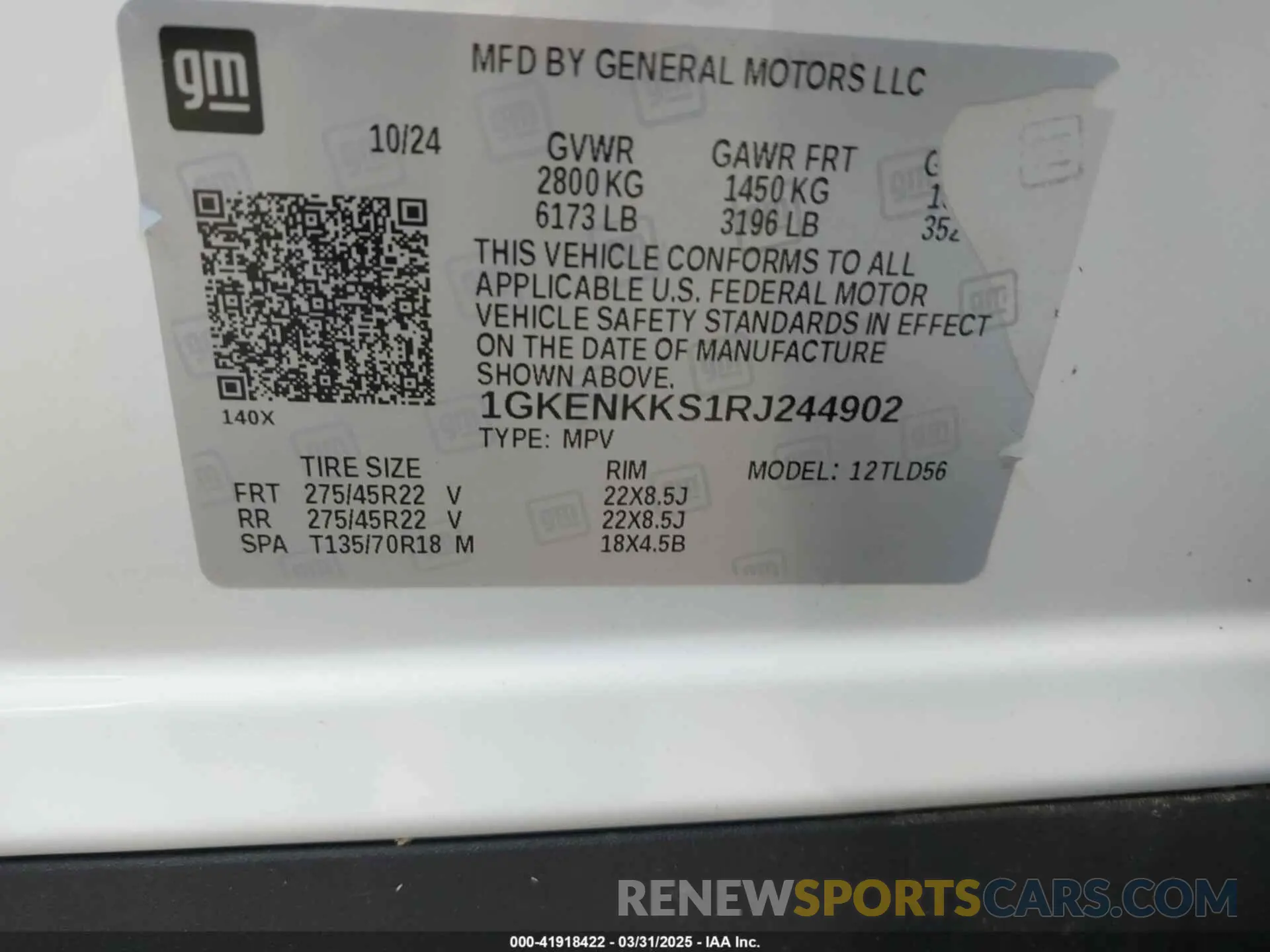 9 Photograph of a damaged car 1GKENKKS1RJ244902 GMC ACADIA 2024