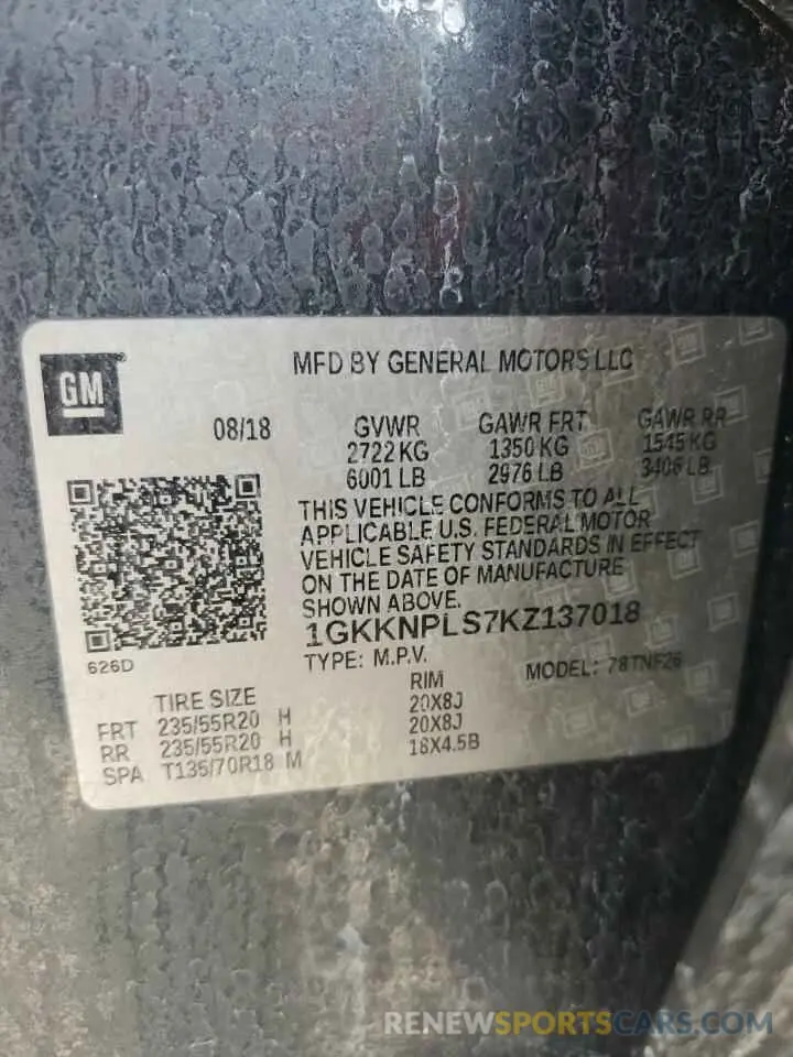 13 Photograph of a damaged car 1GKKNPLS7KZ137018 GMC ACADIA DEN 2019