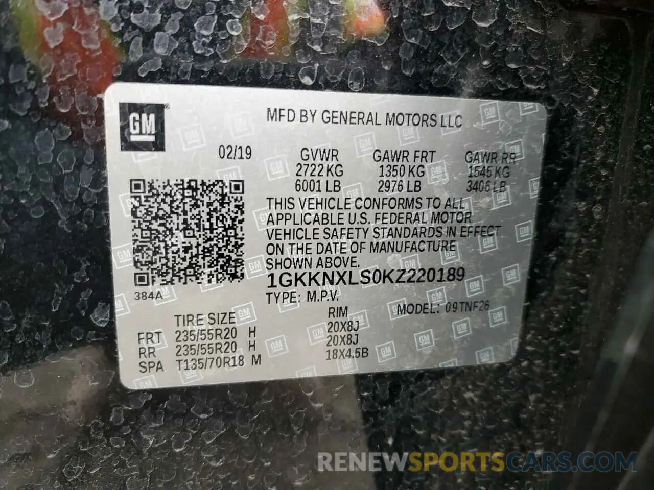 13 Photograph of a damaged car 1GKKNXLS0KZ220189 GMC ACADIA DEN 2019