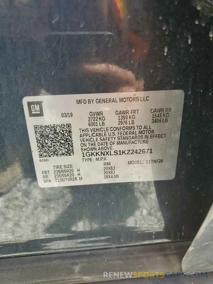 16 Photograph of a damaged car 1GKKNXLS1KZ242671 GMC ACADIA DEN 2019