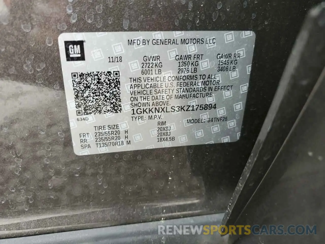 14 Photograph of a damaged car 1GKKNXLS3KZ175894 GMC ACADIA DEN 2019