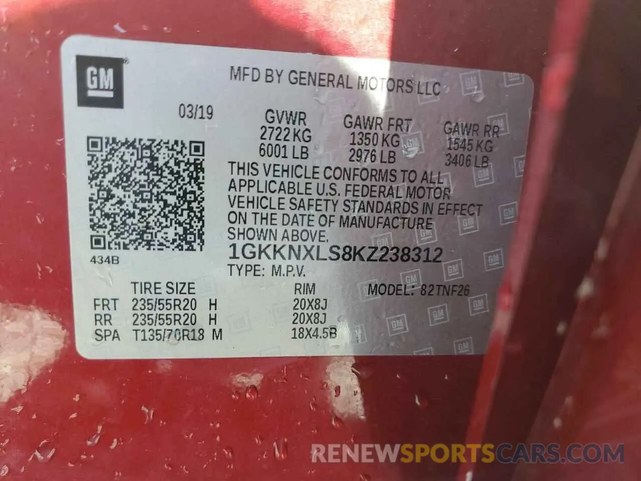 13 Photograph of a damaged car 1GKKNXLS8KZ238312 GMC ACADIA DEN 2019