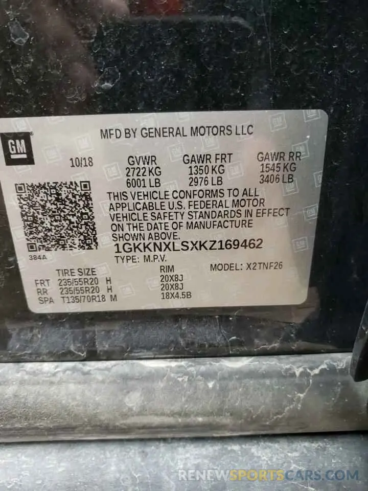 14 Photograph of a damaged car 1GKKNXLSXKZ169462 GMC ACADIA DEN 2019