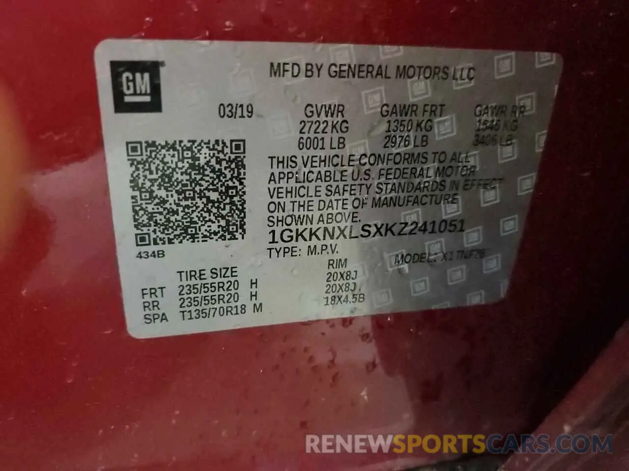 14 Photograph of a damaged car 1GKKNXLSXKZ241051 GMC ACADIA DEN 2019