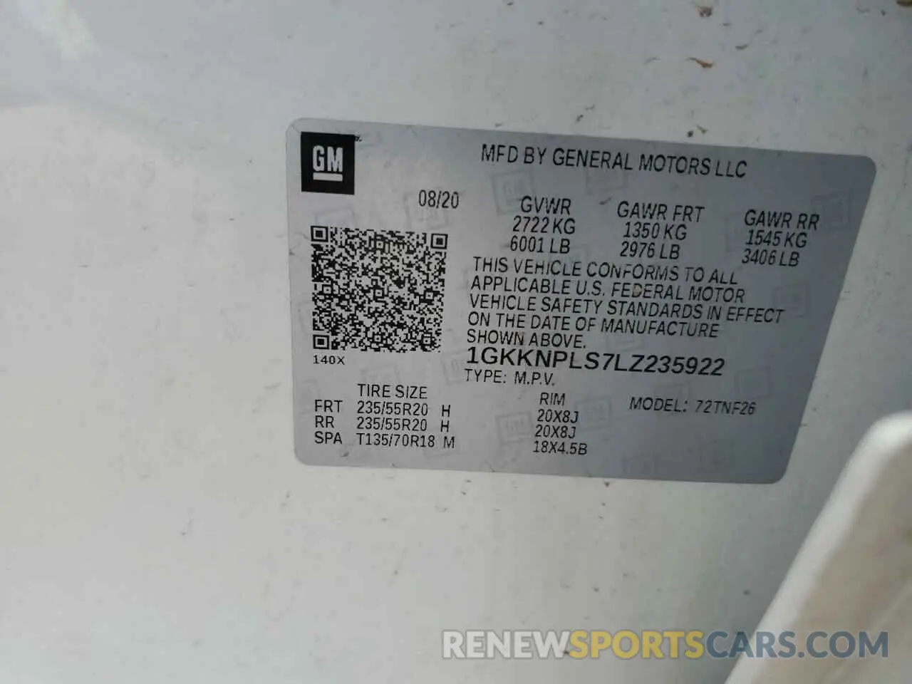 13 Photograph of a damaged car 1GKKNPLS7LZ235922 GMC ACADIA DEN 2020