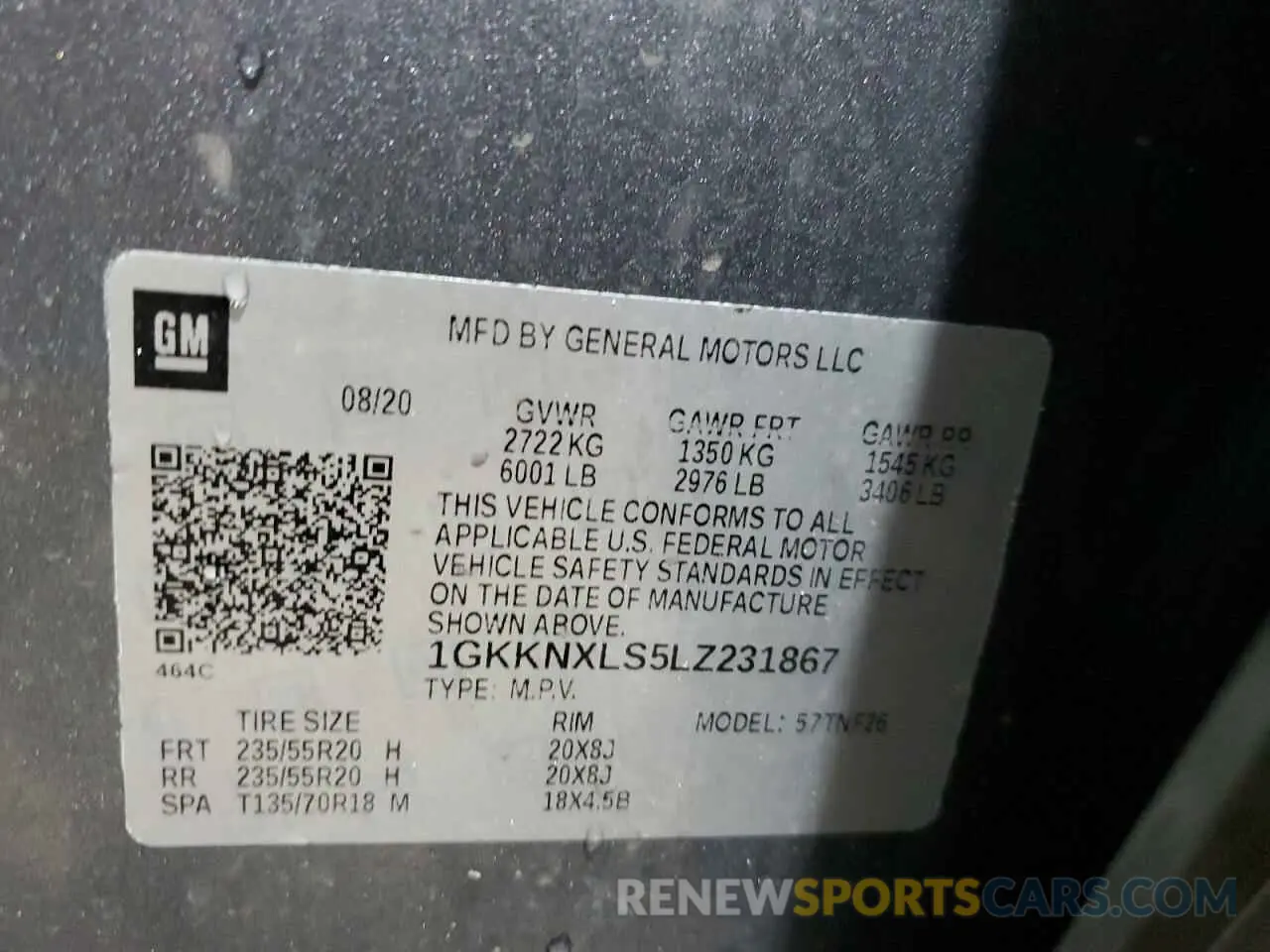 13 Photograph of a damaged car 1GKKNXLS5LZ231867 GMC ACADIA DEN 2020