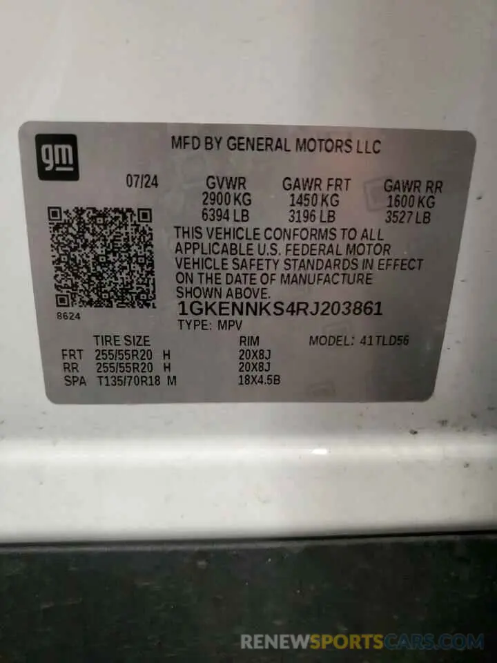 14 Photograph of a damaged car 1GKENNKS4RJ203861 GMC ACADIA UPL 2024