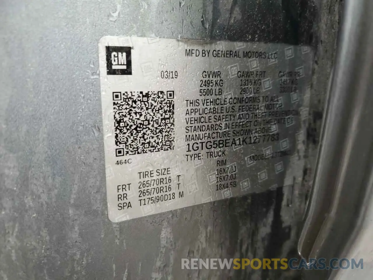 13 Photograph of a damaged car 1GTG5BEA1K1277783 GMC CANYON 2019