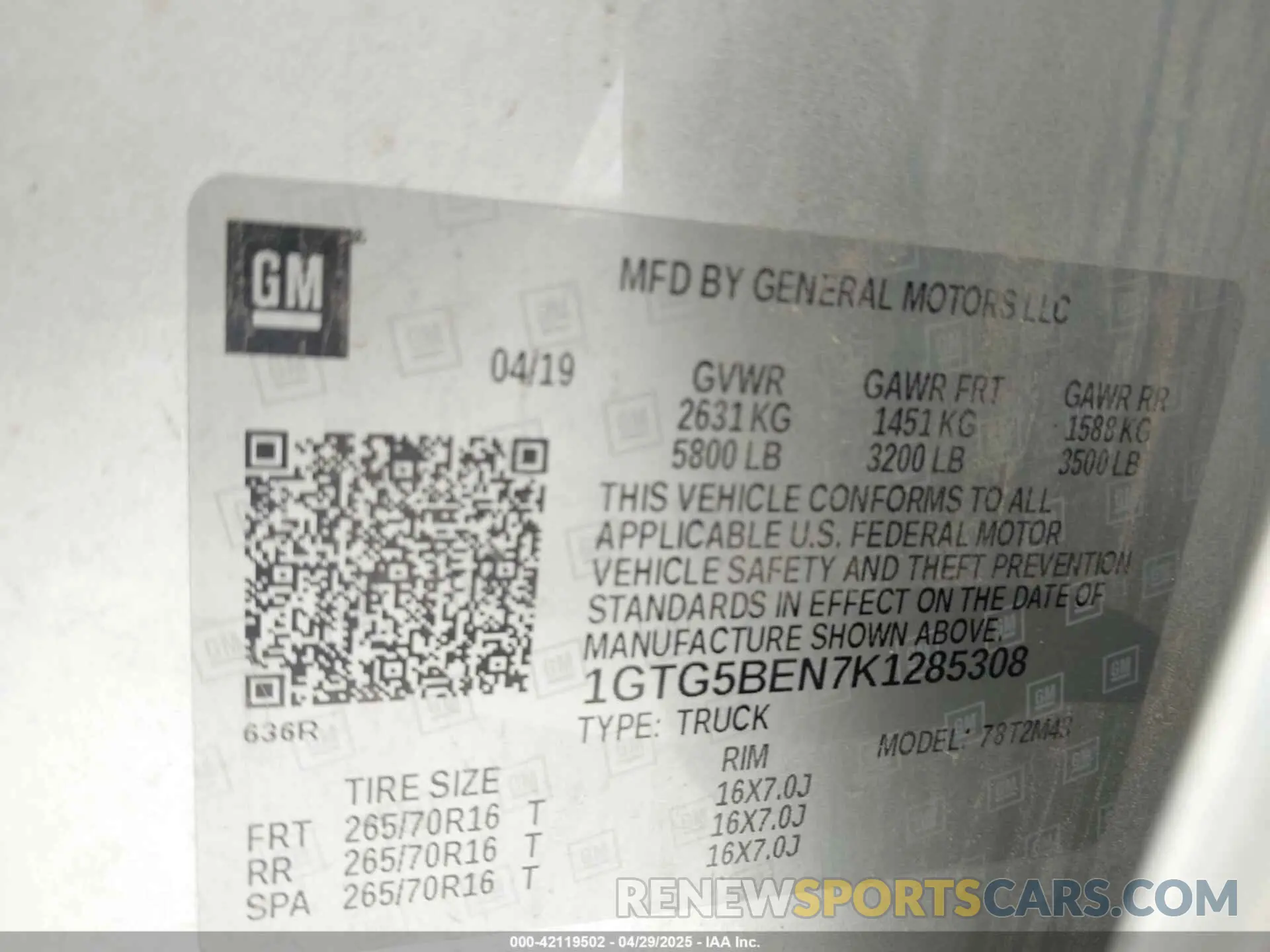 9 Photograph of a damaged car 1GTG5BEN7K1285308 GMC CANYON 2019