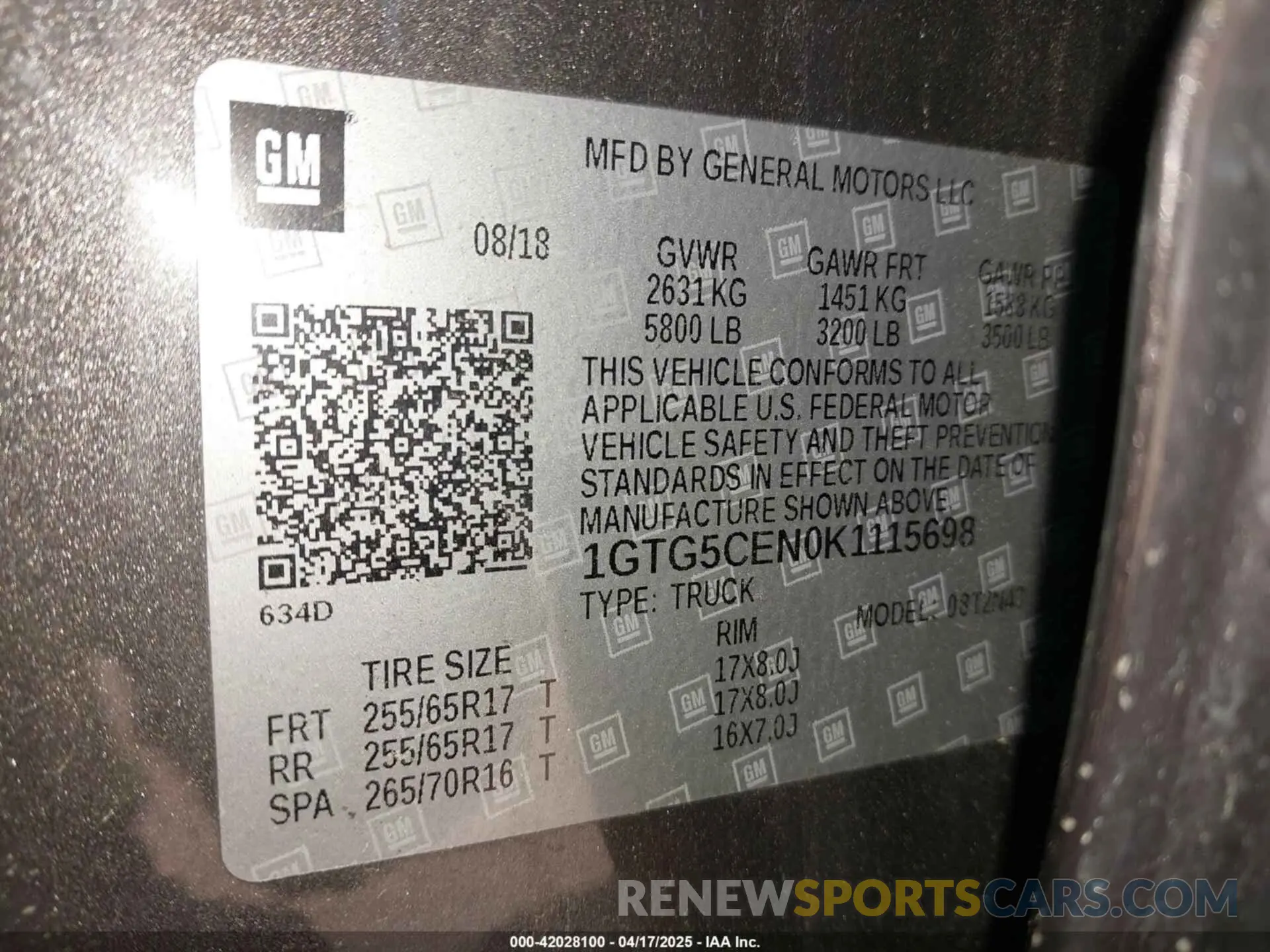 9 Photograph of a damaged car 1GTG5CEN0K1115698 GMC CANYON 2019