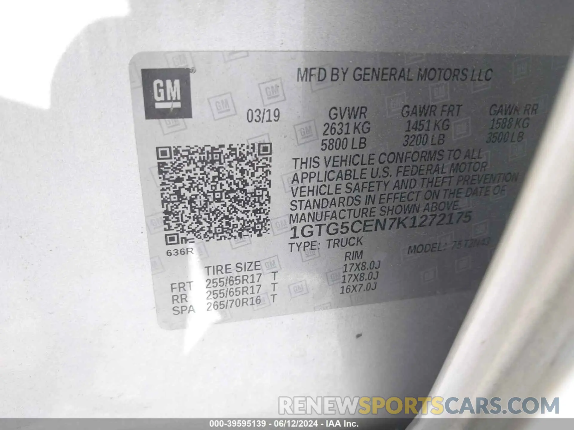 9 Photograph of a damaged car 1GTG5CEN7K1272175 GMC CANYON 2019