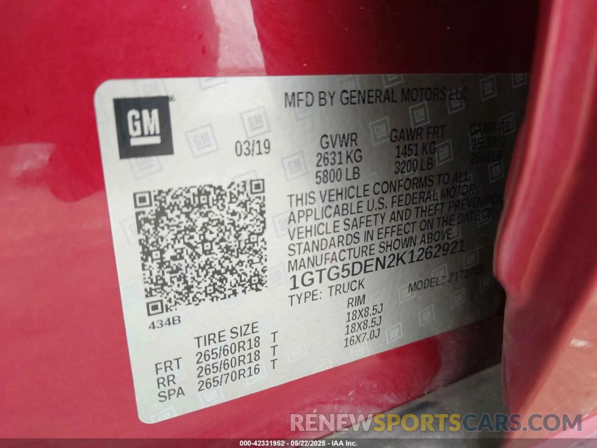 9 Photograph of a damaged car 1GTG5DEN2K1262921 GMC CANYON 2019