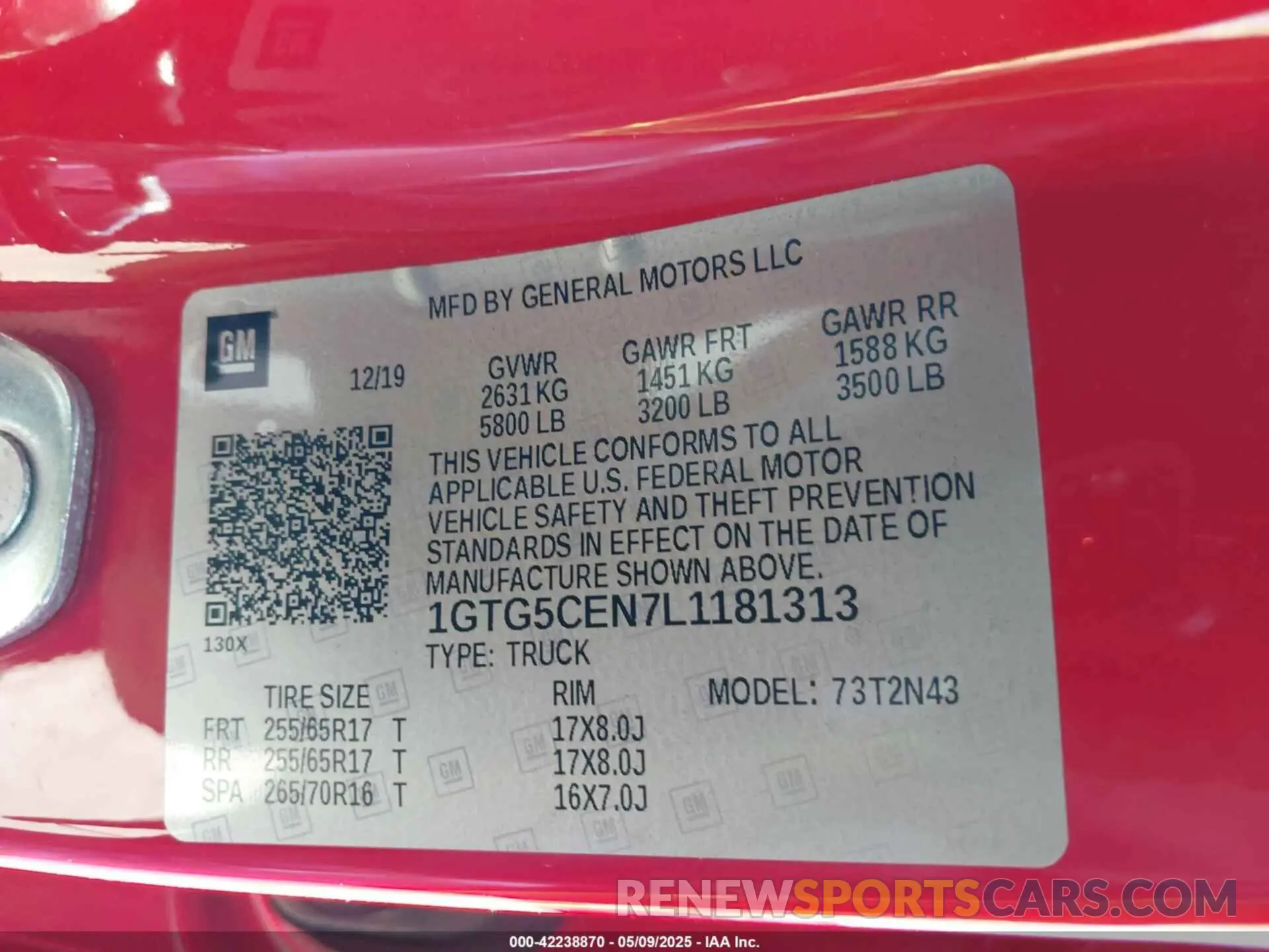 9 Photograph of a damaged car 1GTG5CEN7L1181313 GMC CANYON 2020