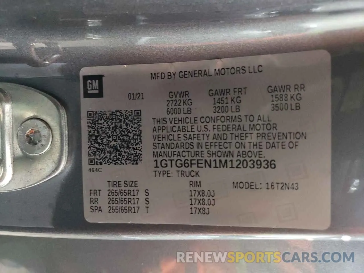 12 Photograph of a damaged car 1GTG6FEN1M1203936 GMC CANYON 2021