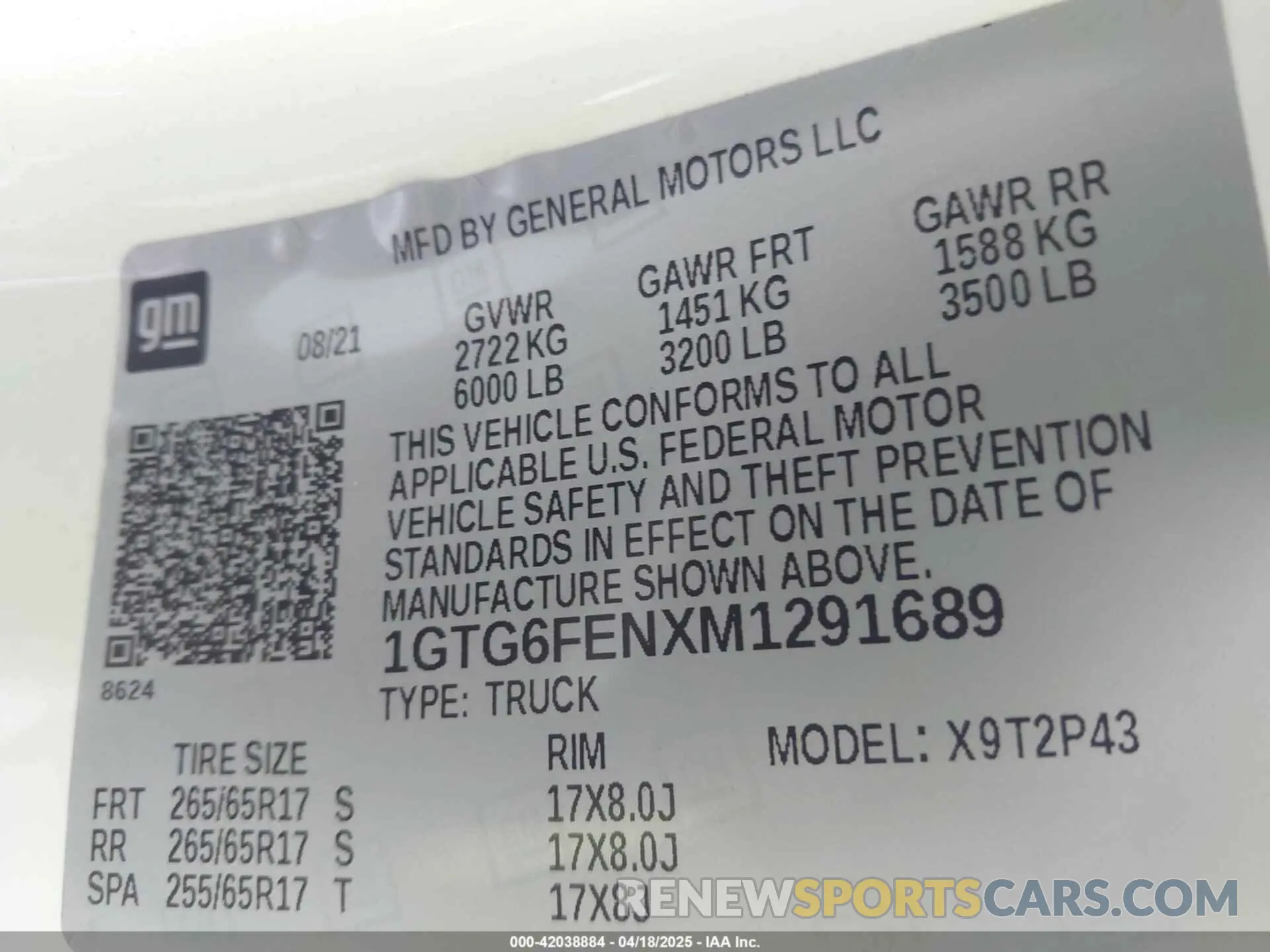 9 Photograph of a damaged car 1GTG6FENXM1291689 GMC CANYON 2021