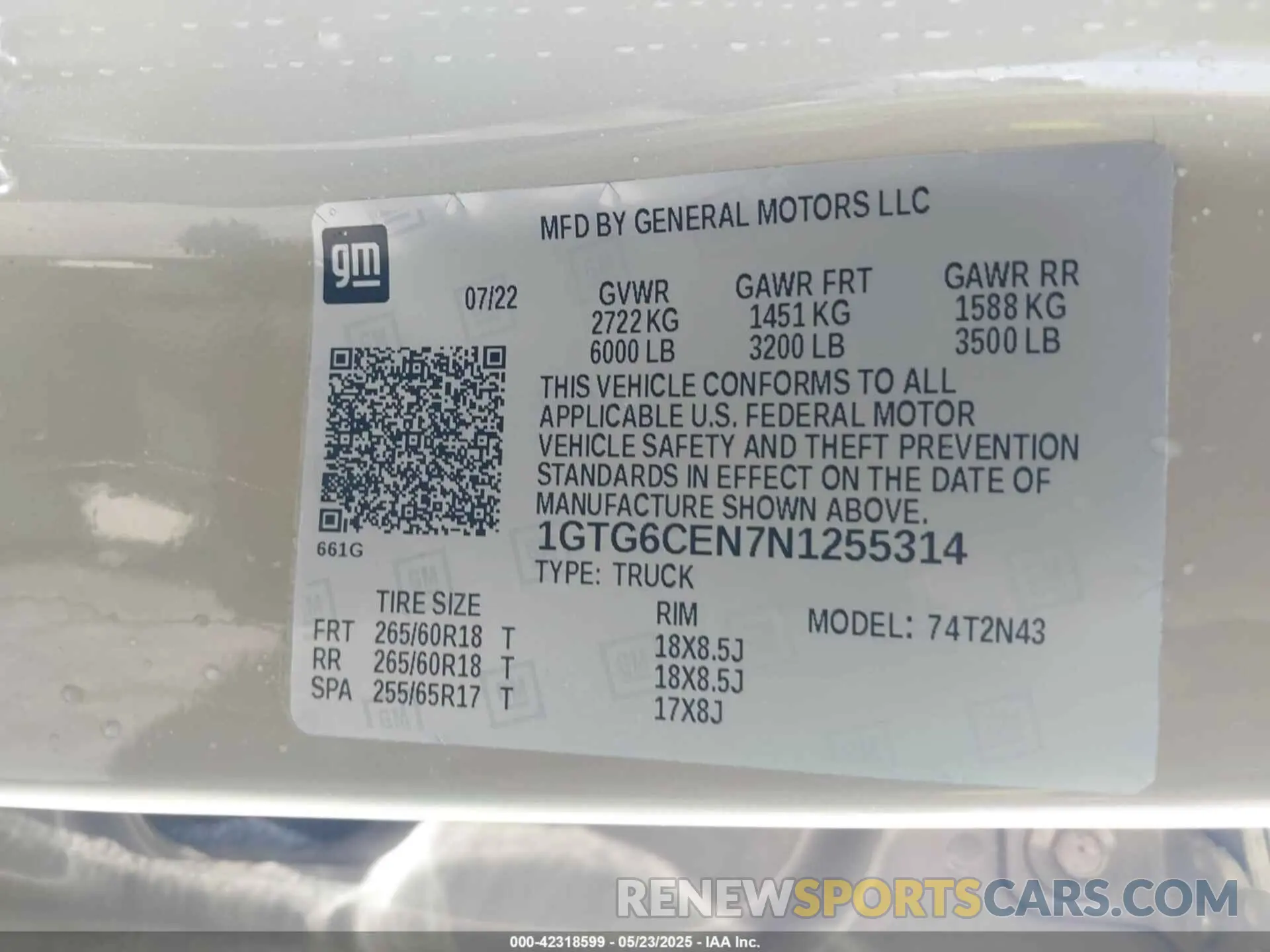 9 Photograph of a damaged car 1GTG6CEN7N1255314 GMC CANYON 2022