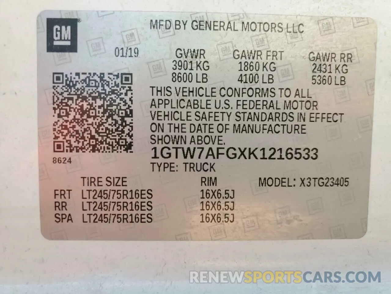 14 Photograph of a damaged car 1GTW7AFGXK1216533 GMC SAVANA 2019