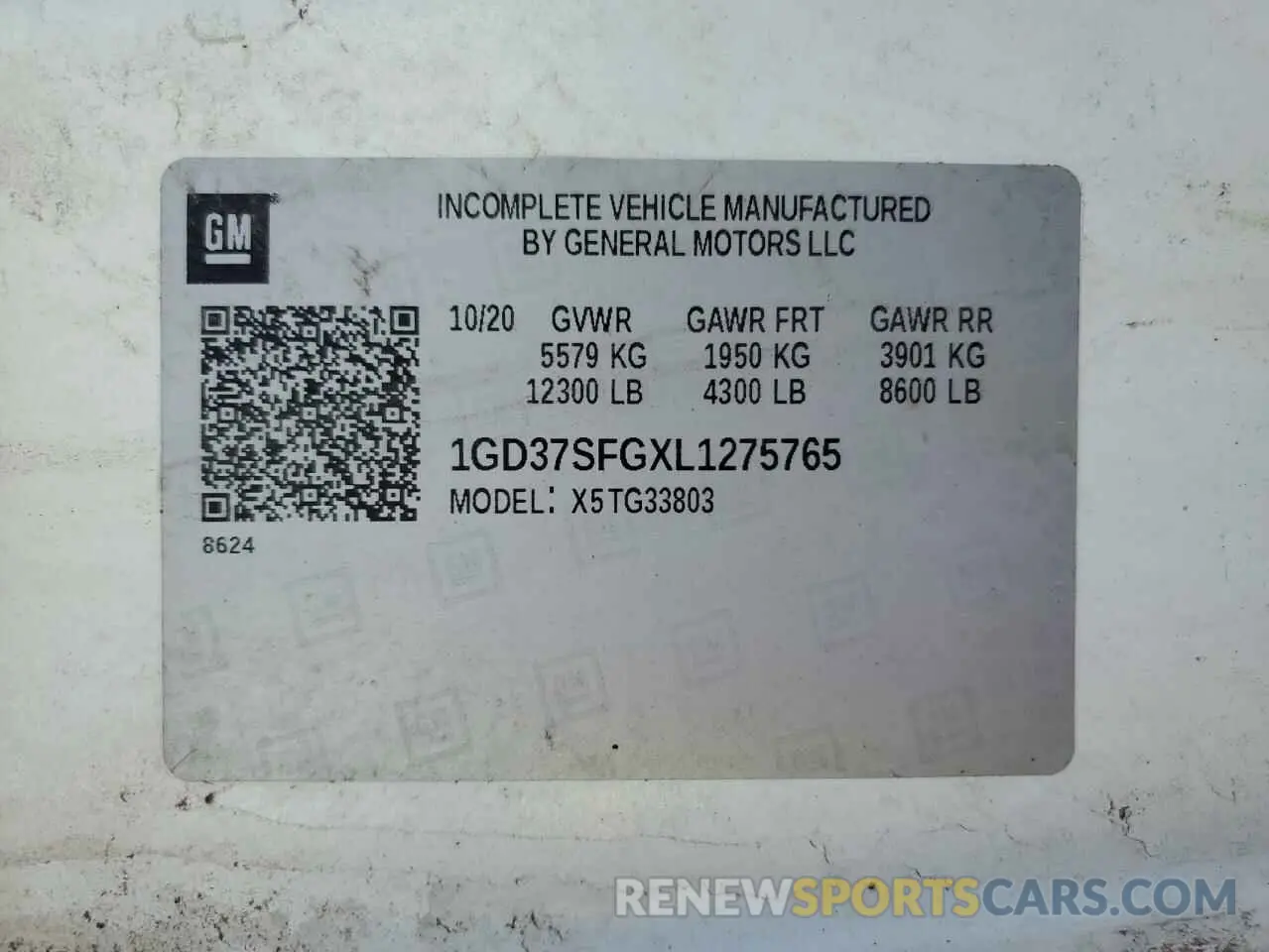 13 Photograph of a damaged car 1GD37SFGXL1275765 GMC SAVANA 2020