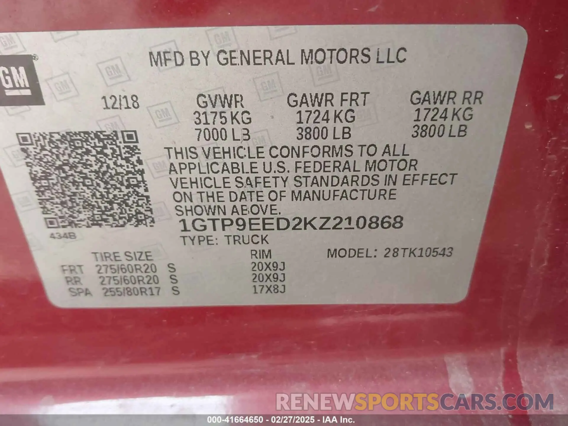 9 Photograph of a damaged car 1GTP9EED2KZ210868 GMC SIERRA 1500 2019