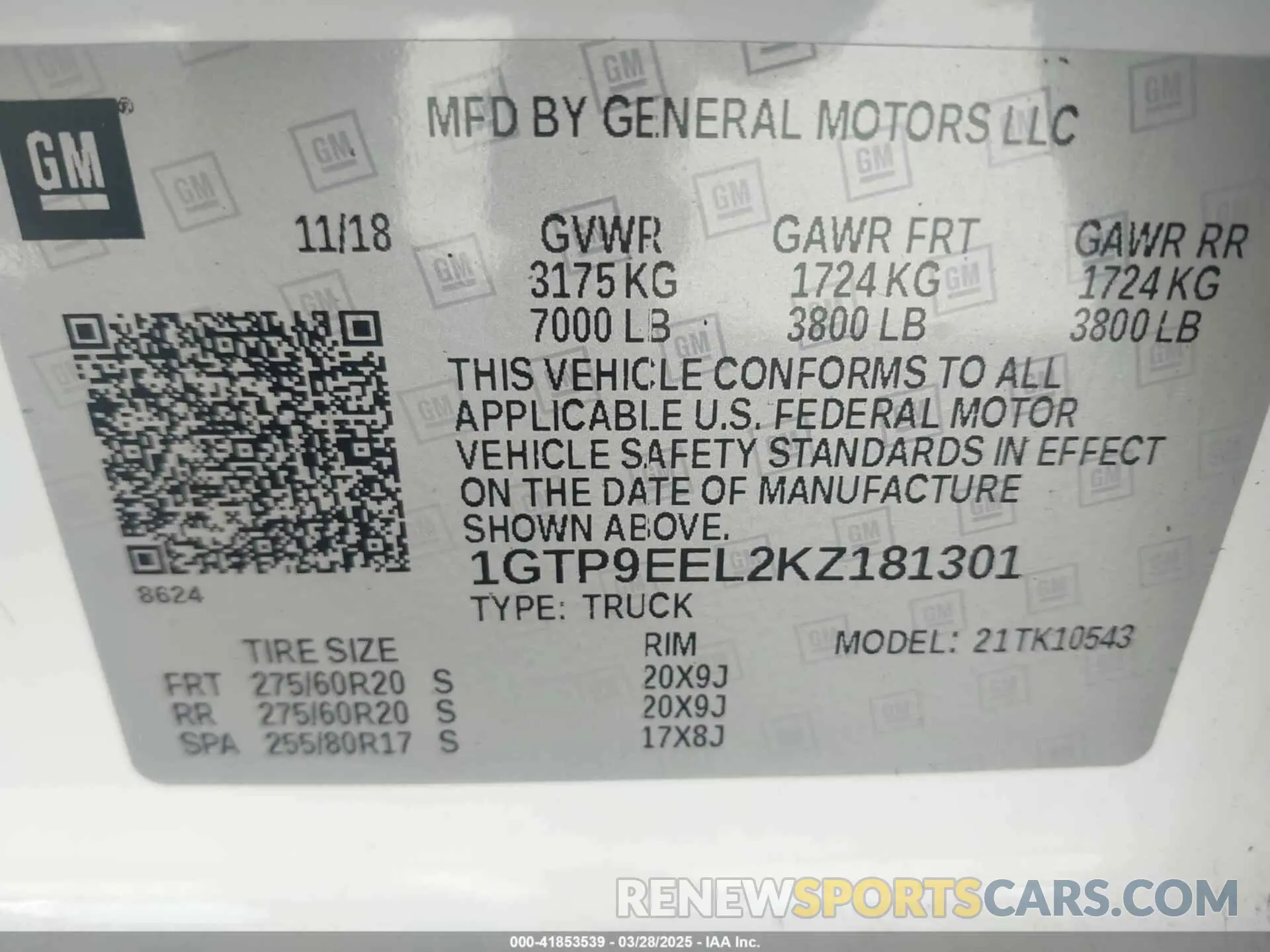 9 Photograph of a damaged car 1GTP9EEL2KZ181301 GMC SIERRA 1500 2019