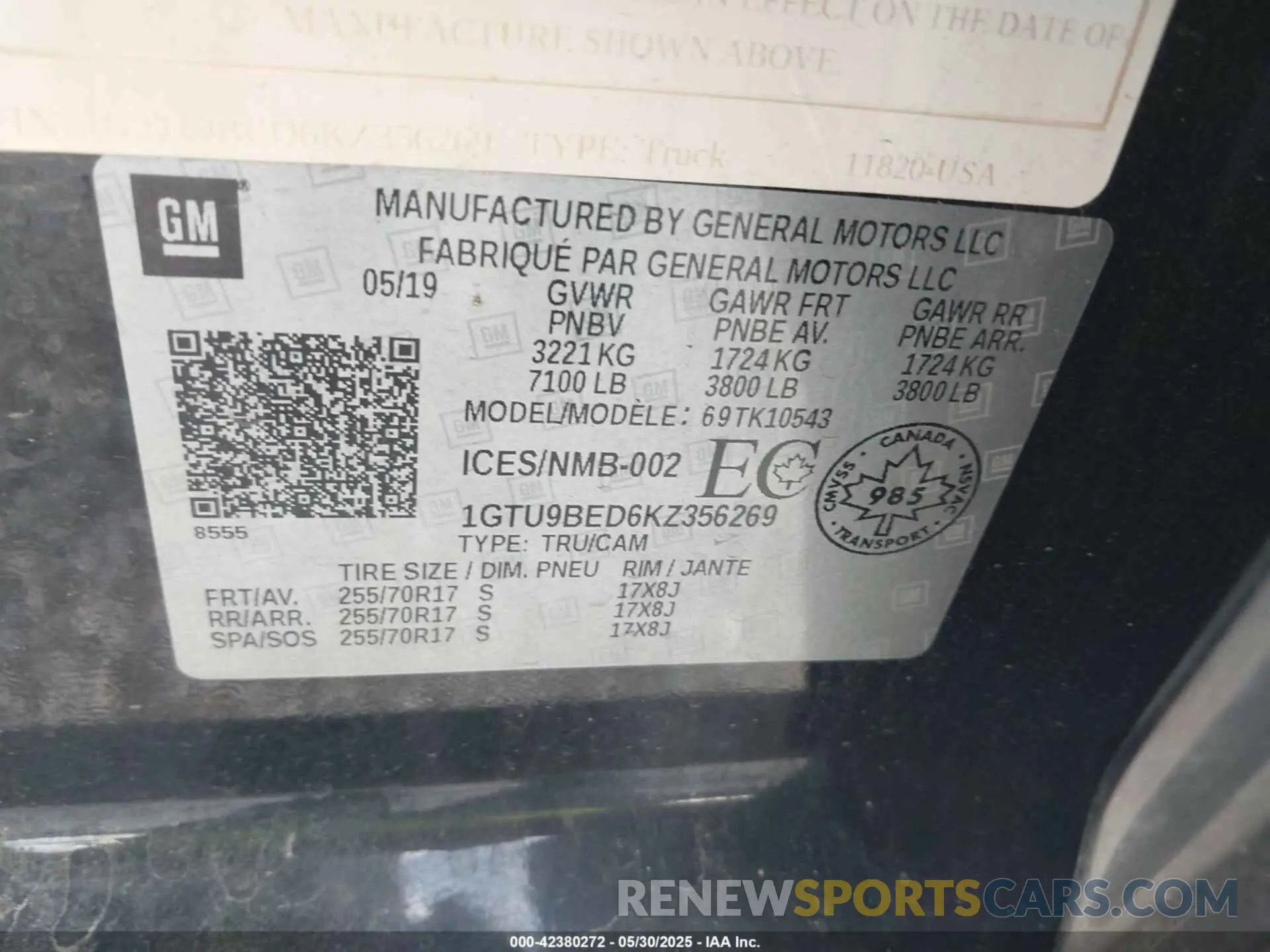 9 Photograph of a damaged car 1GTU9BED6KZ356269 GMC SIERRA 1500 2019