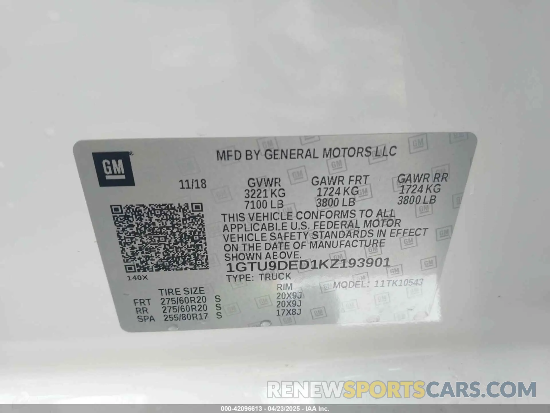 9 Photograph of a damaged car 1GTU9DED1KZ193901 GMC SIERRA 1500 2019