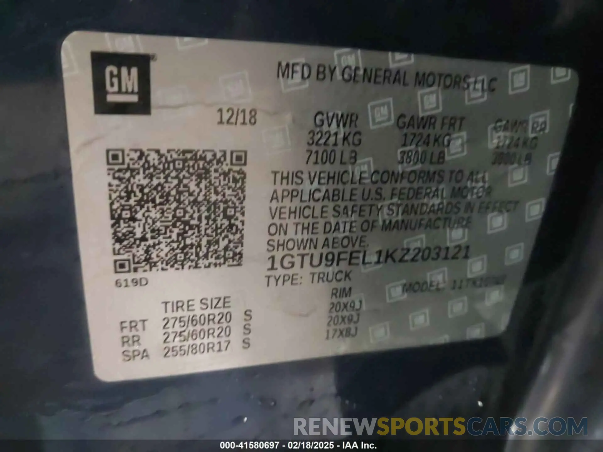 9 Photograph of a damaged car 1GTU9FEL1KZ203121 GMC SIERRA 1500 2019