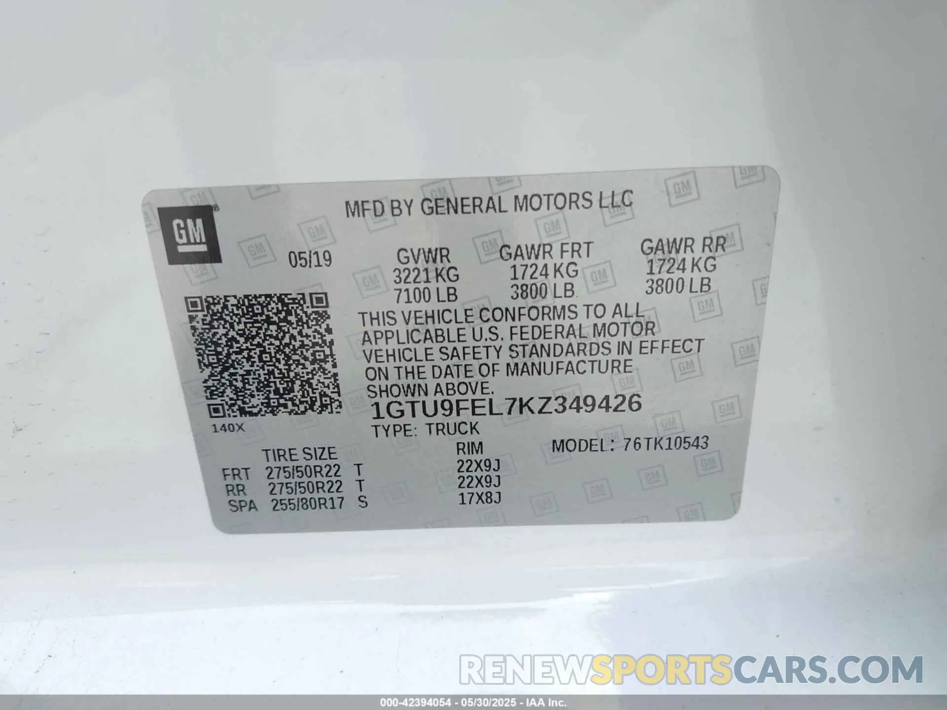 9 Photograph of a damaged car 1GTU9FEL7KZ349426 GMC SIERRA 1500 2019