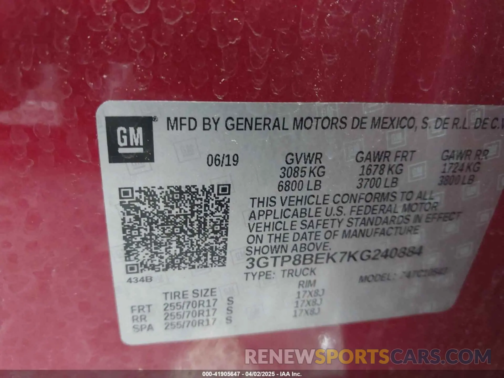 9 Photograph of a damaged car 3GTP8BEK7KG240884 GMC SIERRA 1500 2019
