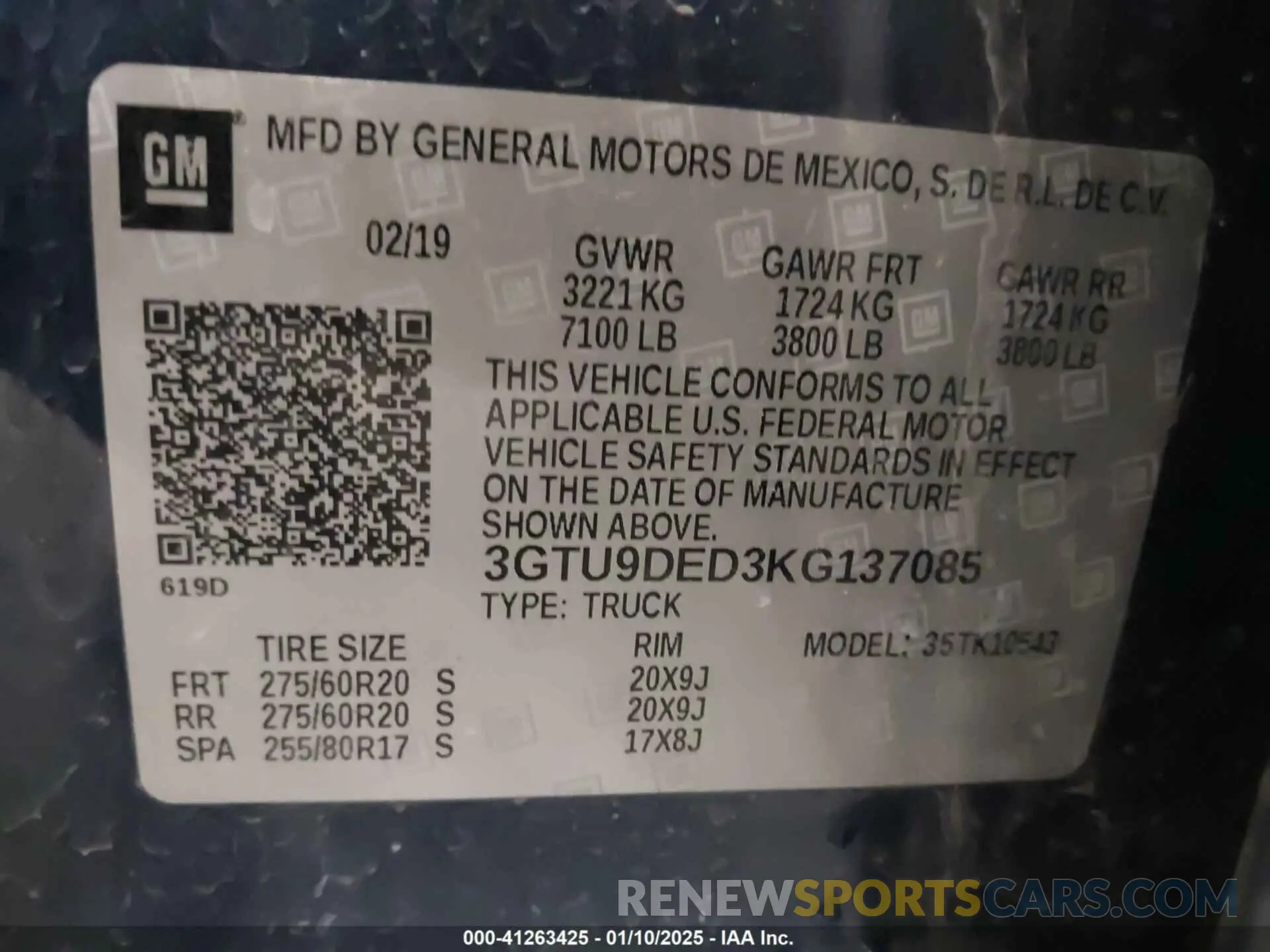 9 Photograph of a damaged car 3GTU9DED3KG137085 GMC SIERRA 1500 2019