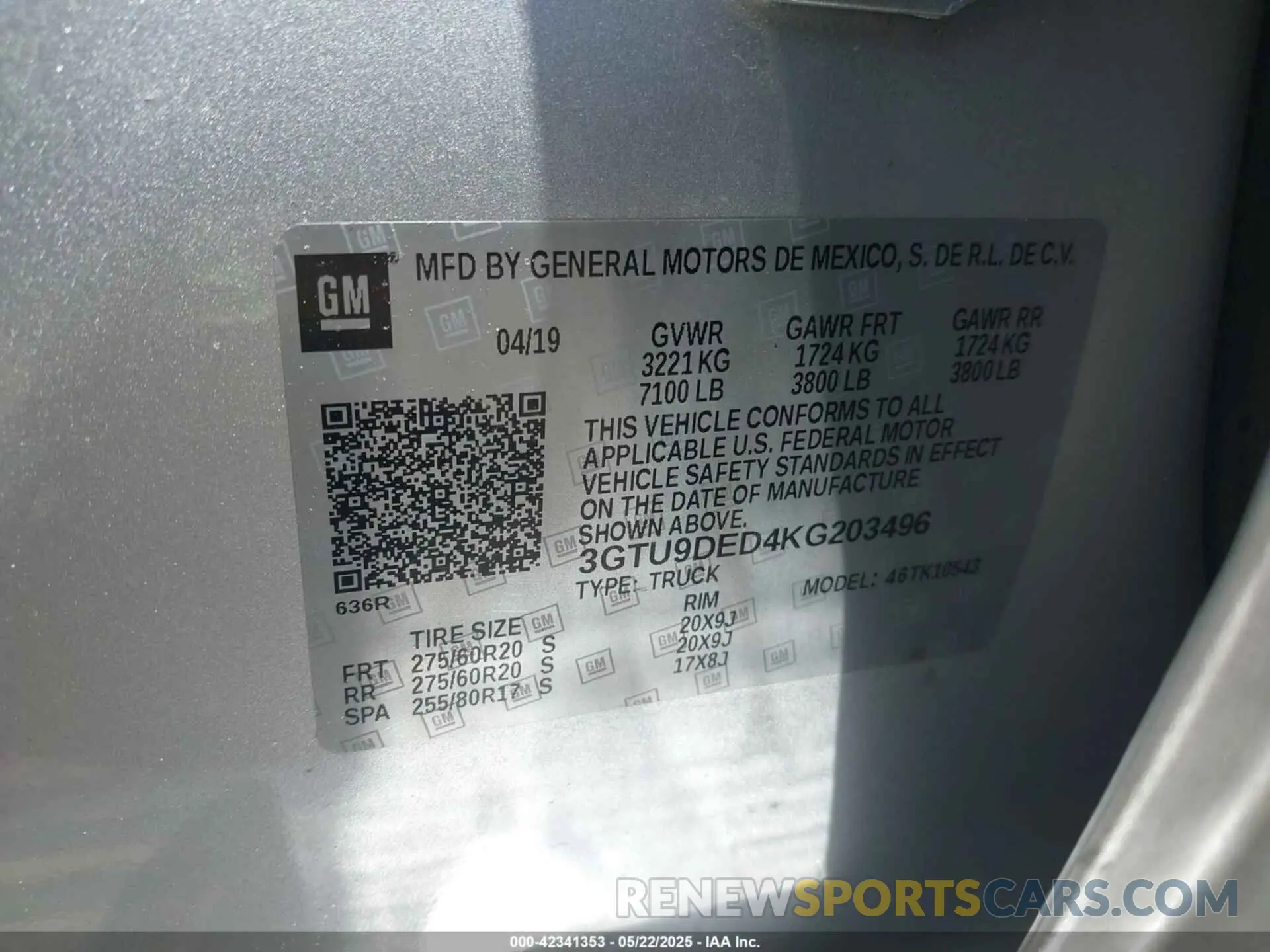 9 Photograph of a damaged car 3GTU9DED4KG203496 GMC SIERRA 1500 2019