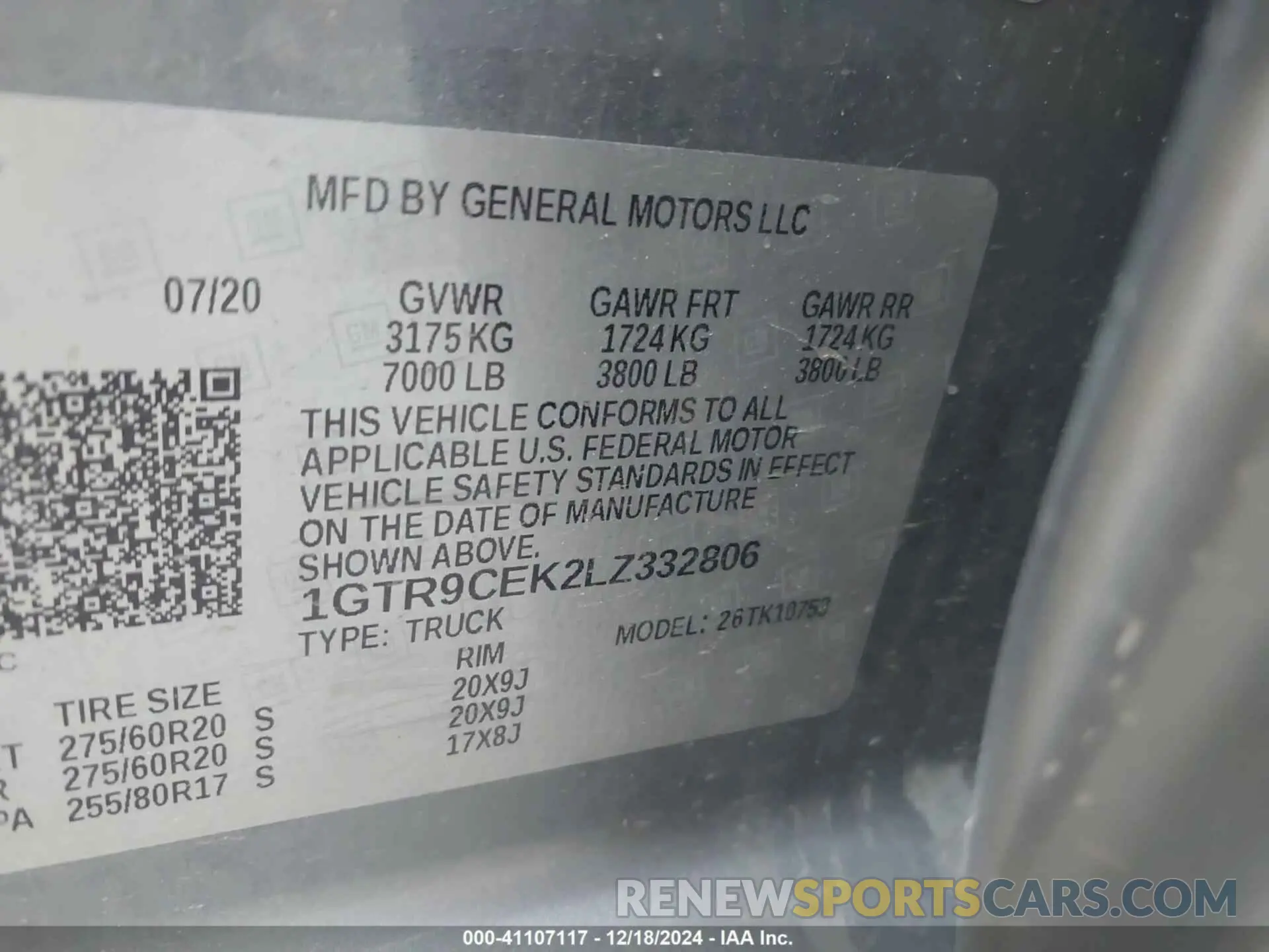9 Photograph of a damaged car 1GTR9CEK2LZ332806 GMC SIERRA 1500 2020