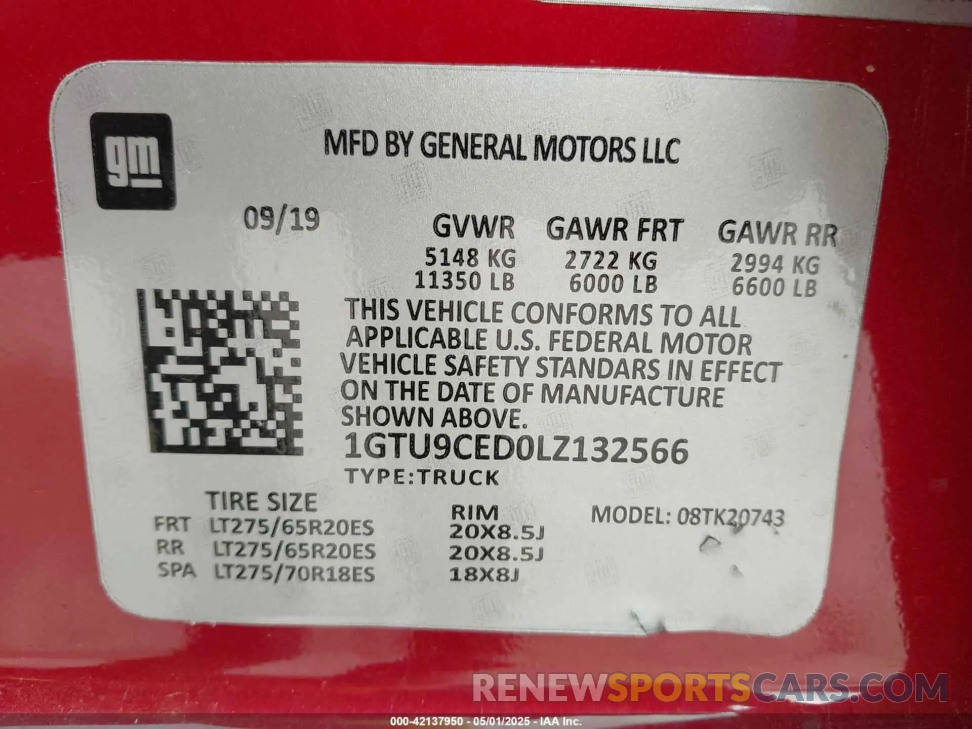 9 Photograph of a damaged car 3GTP8CED4LG267923 GMC SIERRA 1500 2020
