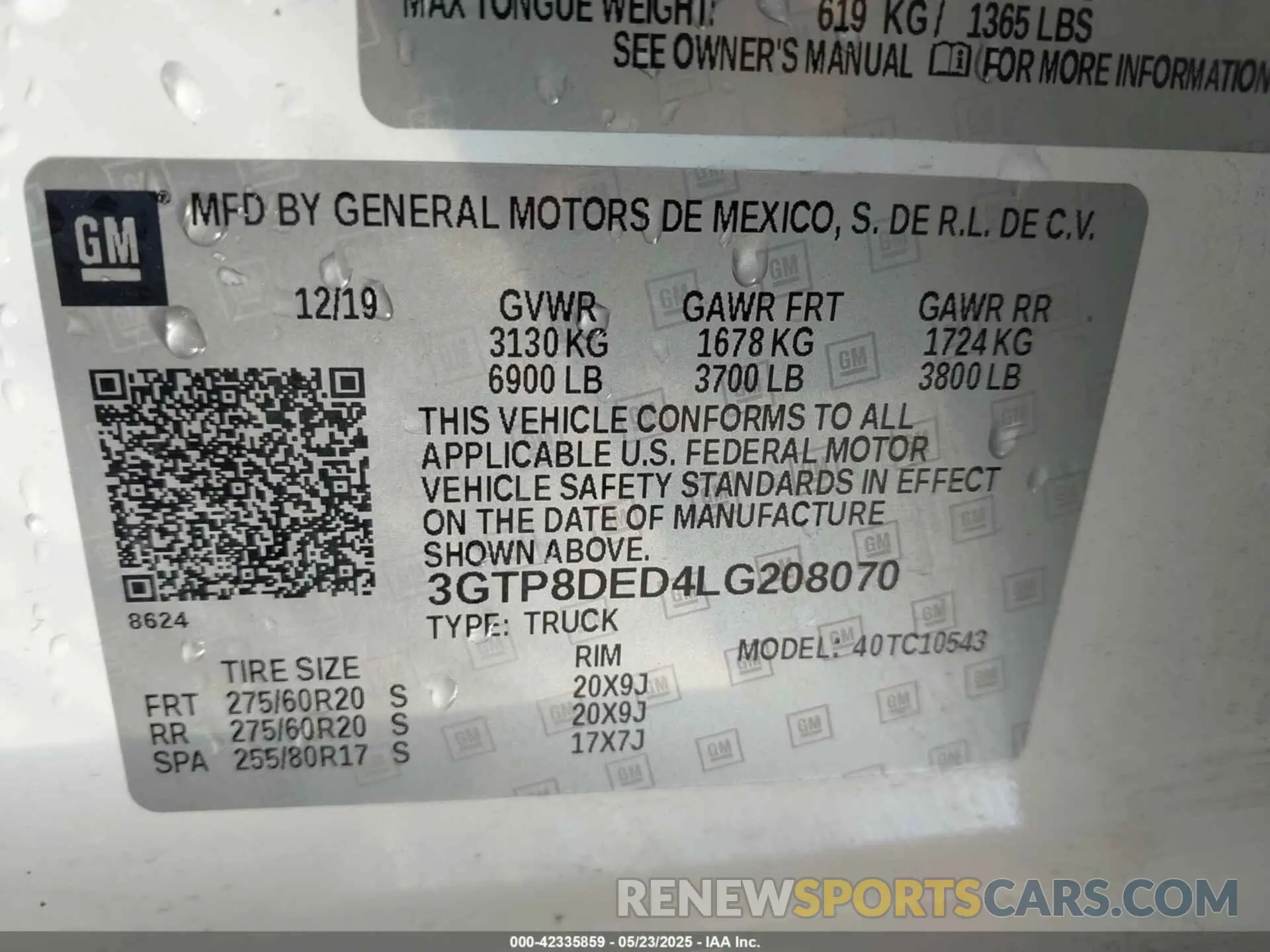 9 Photograph of a damaged car 3GTP8DED4LG208070 GMC SIERRA 1500 2020