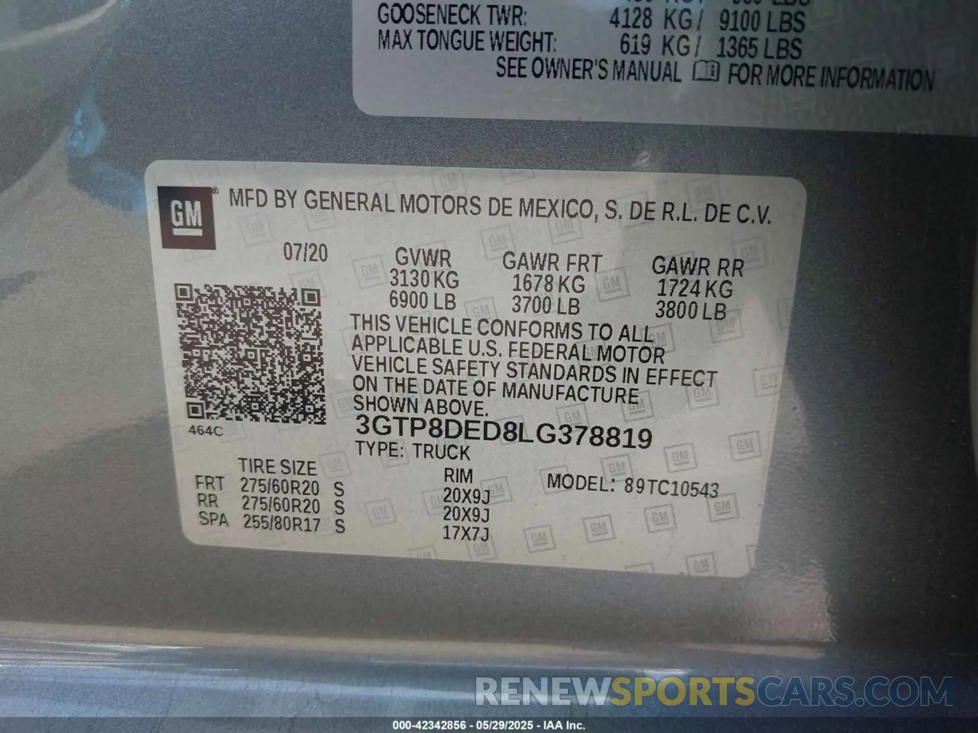 9 Photograph of a damaged car 3GTP8DED8LG378819 GMC SIERRA 1500 2020